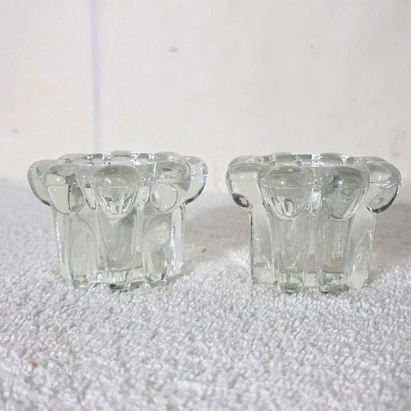 Vintage Clear Glass Candle Holders x2 - Picture 4 of 11